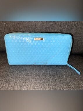 kate spade Blue Patent Zip Around Wallet